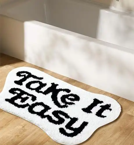 Estmy Black White Microfiber Bath Mat